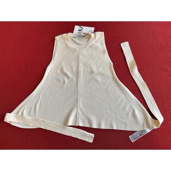 Zara Cream Bare Back Tie Back Sleeveless Top, NWT, S - Picture 11 of 15
